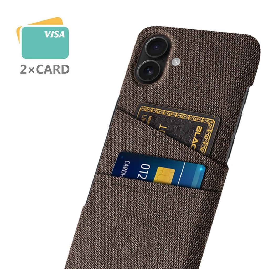 iPhone 17 Kuori, Tekstiili, 2 Korttipaikka - ruskea