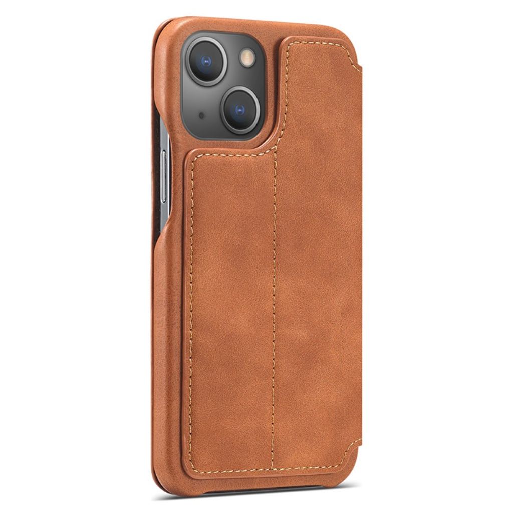 LC.IMEEKE iPhone 15 Plus Kotelo Jalusta - Ruskea