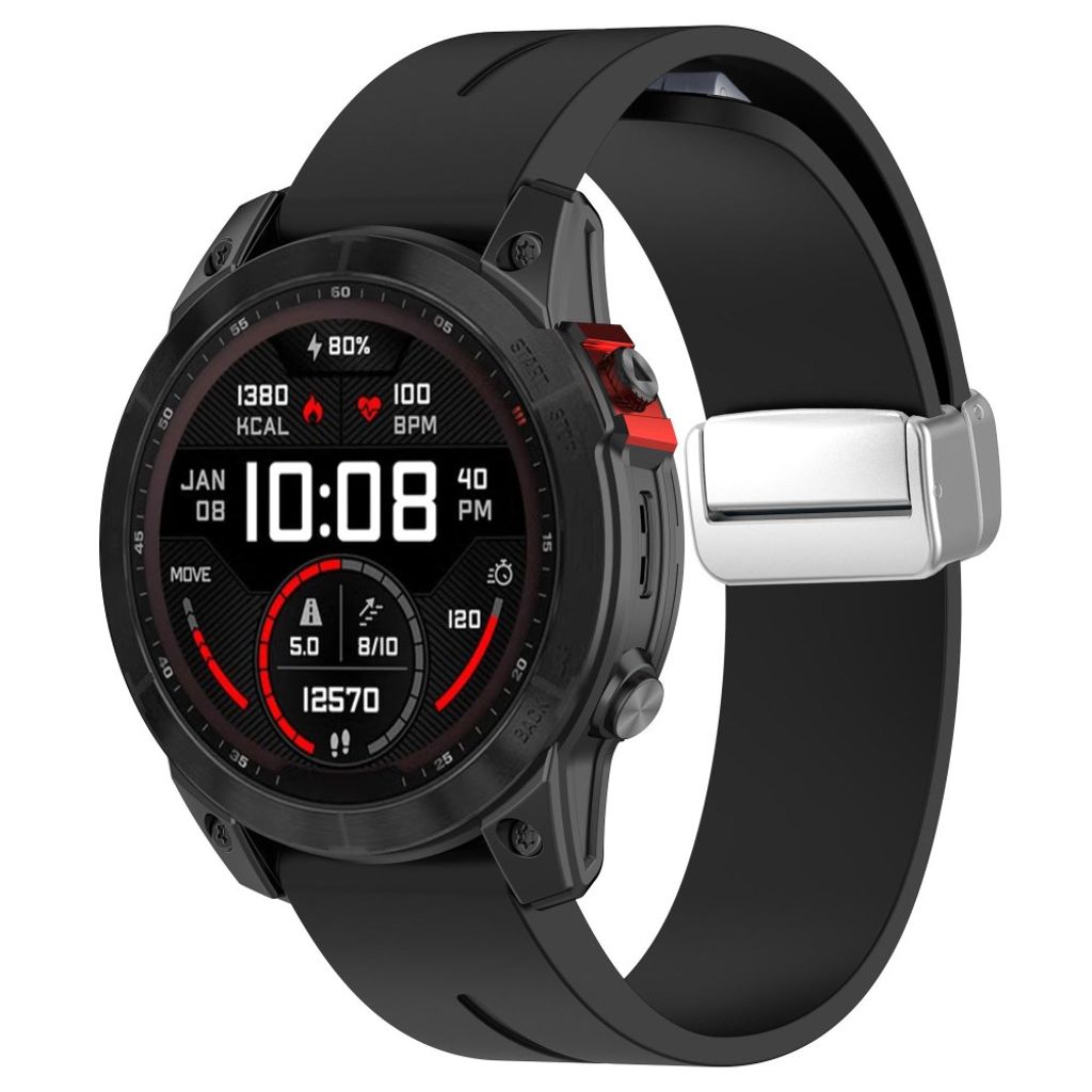Garmin Fenix 7S etc. silicone watch strap - black