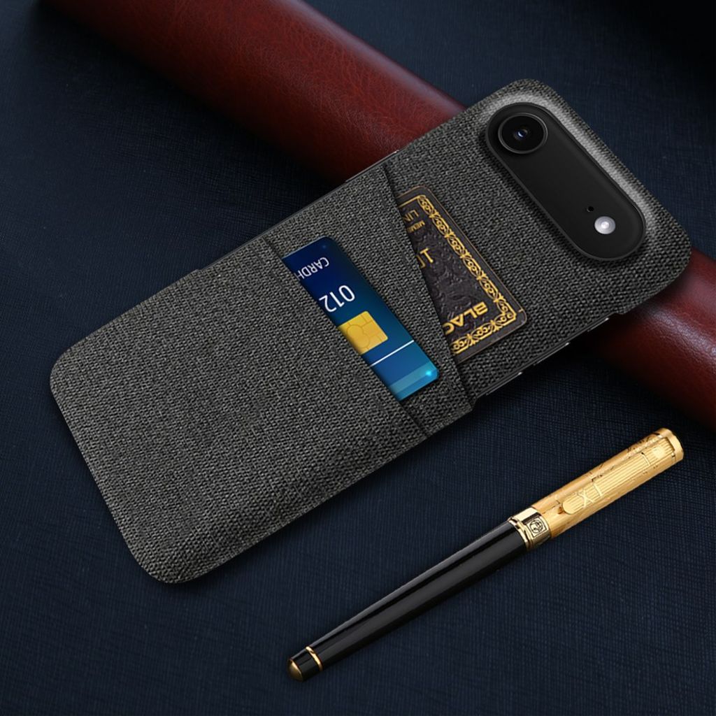 iPhone 17 Air Kuori, Tekstiili, 2 Korttipaikka - musta