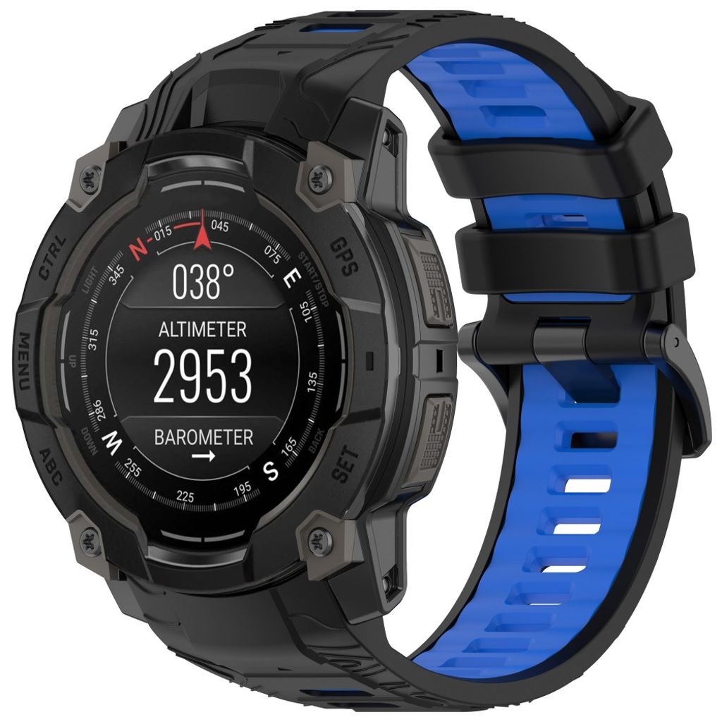 Garmin Instinct 3 45mm Watch Strap in Silicone - Black, Blue