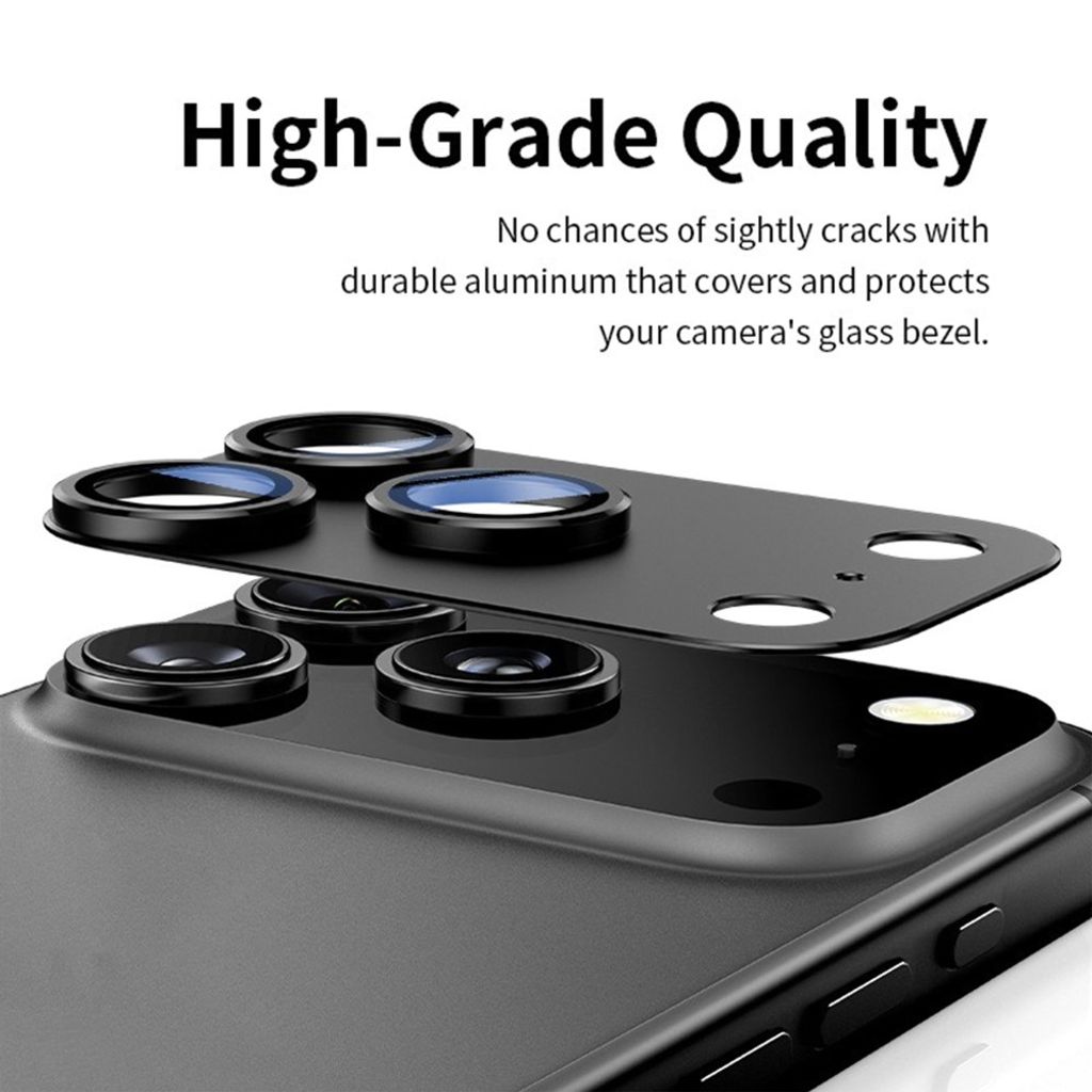 iPhone Air alumiiniseos ja karkaistusta lasista valmistettu linssisuoja - musta