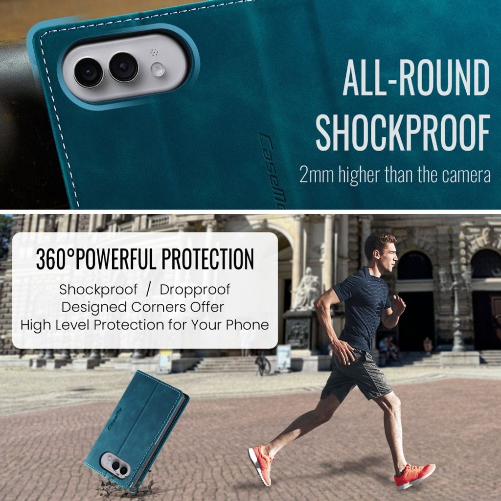 CASEME iPhone Duo Lompakkokotelo PU-nahkaa - Sininen