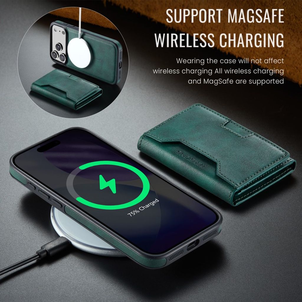 MAGKING iPhone 18 Pro Max/17 Pro Max MagSafe Kuori irrotettavalla lompakolla - Vihreä