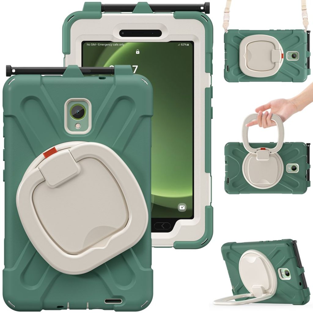 Samsung Galaxy Tab Active5 Case with Shoulder Strap - Green, Beige