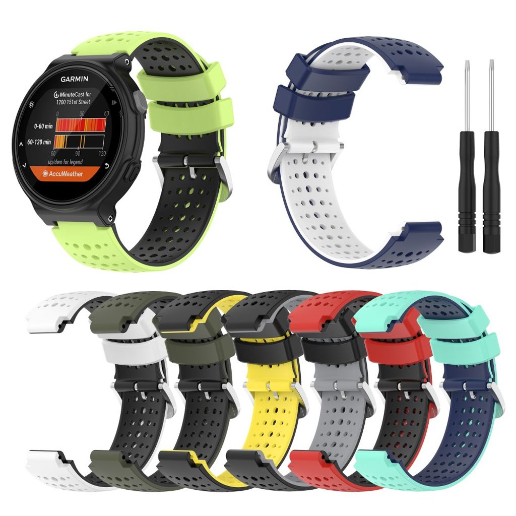 Garmin Forerunner 735XT/620/630/220/230/238 Tofarget Klokkereim - Svart/Hvit