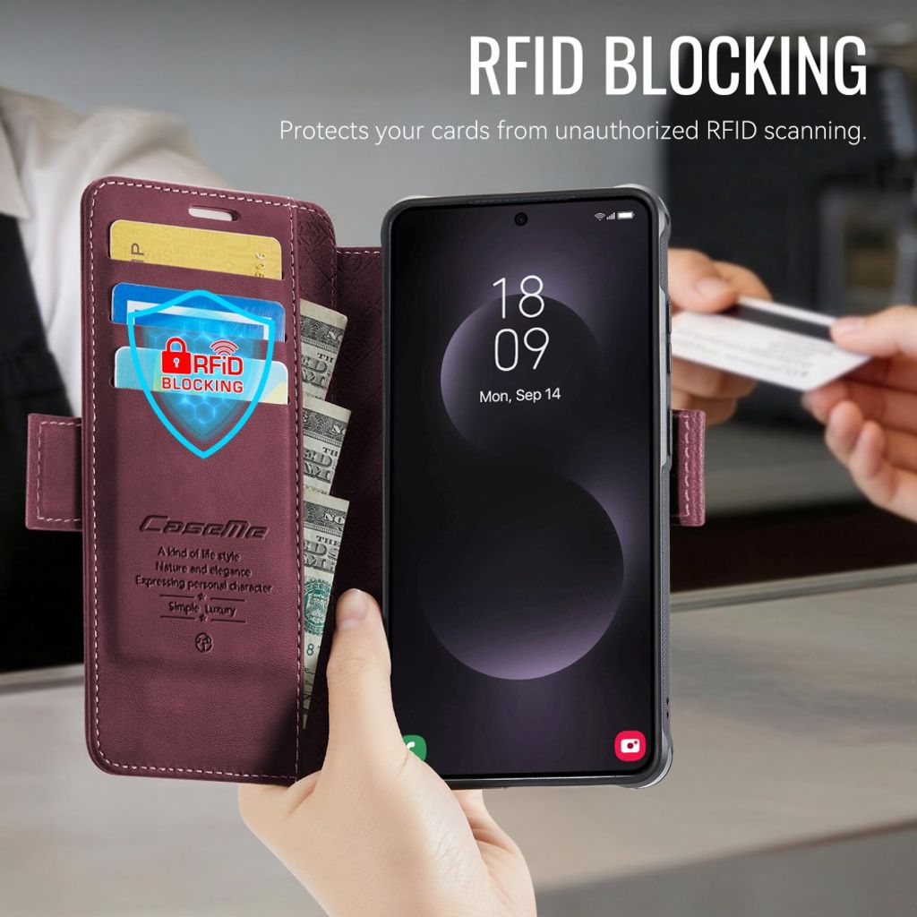 CASEME 053  Samsung Galaxy S24 Ultra  Flip Cover MagSafe RFID-blokerende - Rød