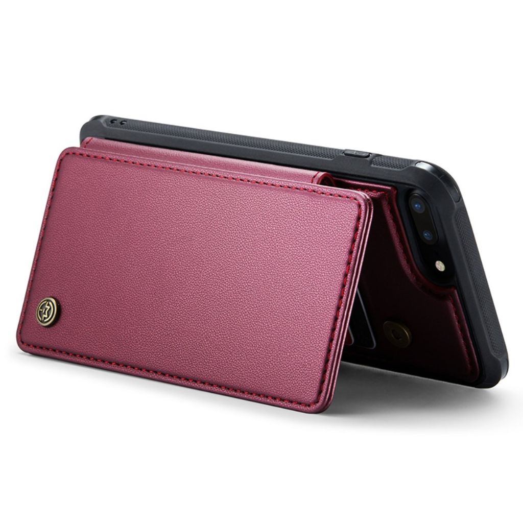 CASEME iPhone 6 Plus/6s Plus/7 Plus/8 Plus Cover med 5 Kortplads - Rød