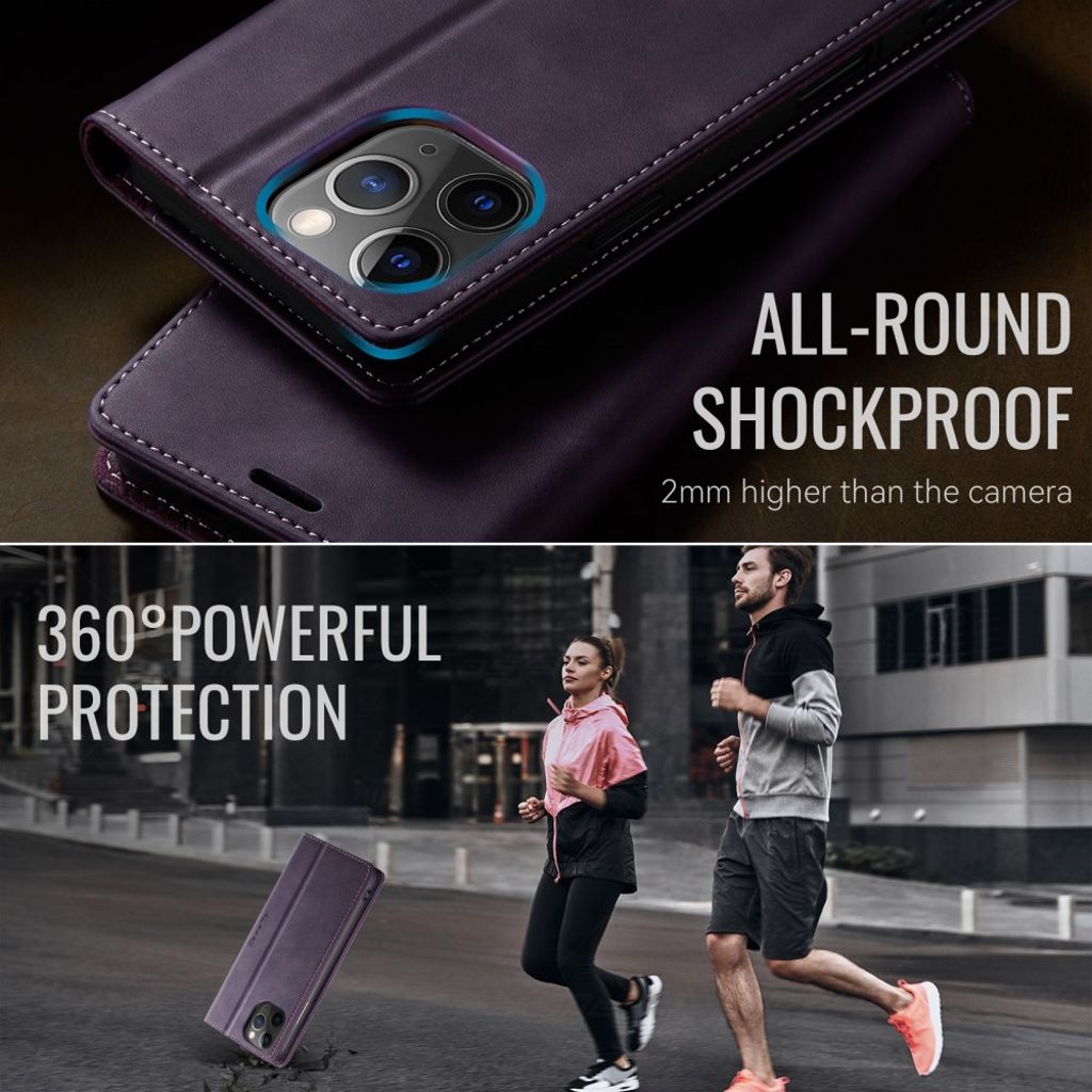 CASEME iPhone 11 Pro Max Pungetui RFID-blokerende Stativ – Lilla