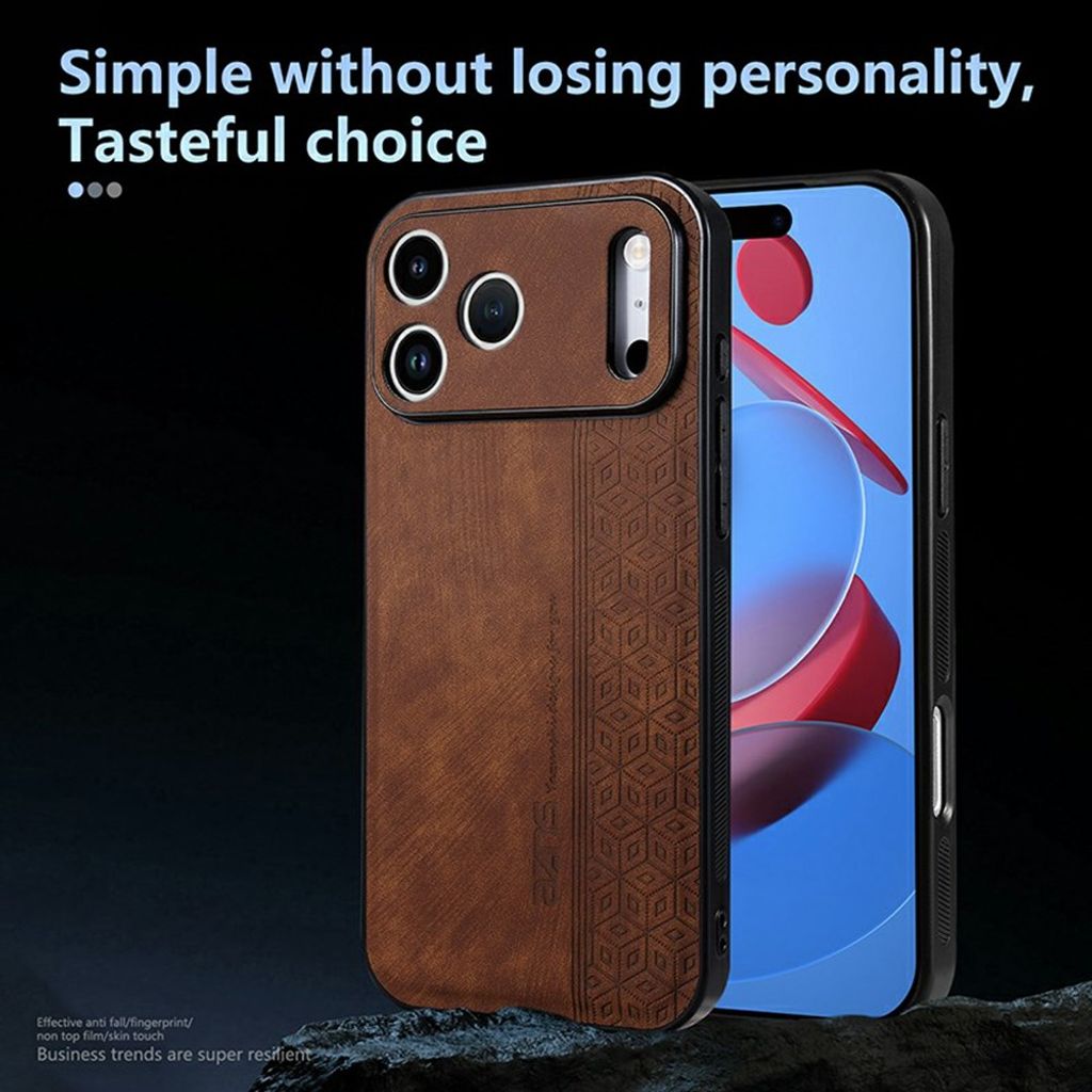 iPhone 18 Pro/17 Pro Skal PU-läder TPU – Brun