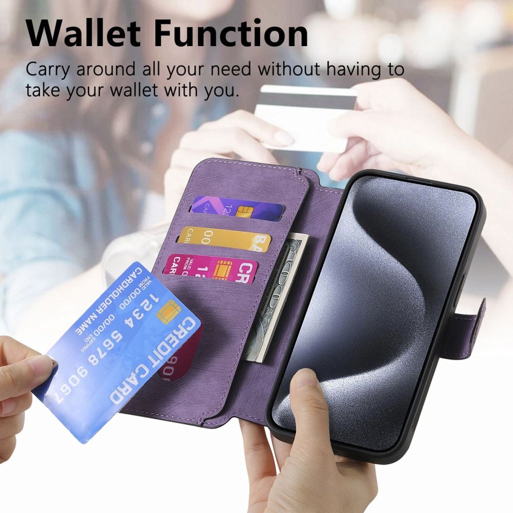 CASENEO iPhone 13 Pro Max Lompakkokotelo irrotettava lompakko - Violetti