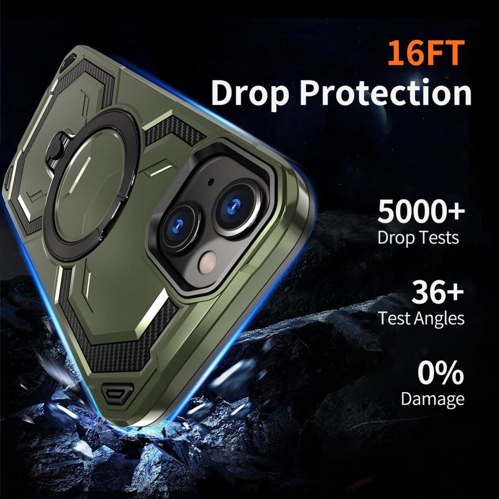 iPhone 13 Magnetic Case Ring Kickstand - Green