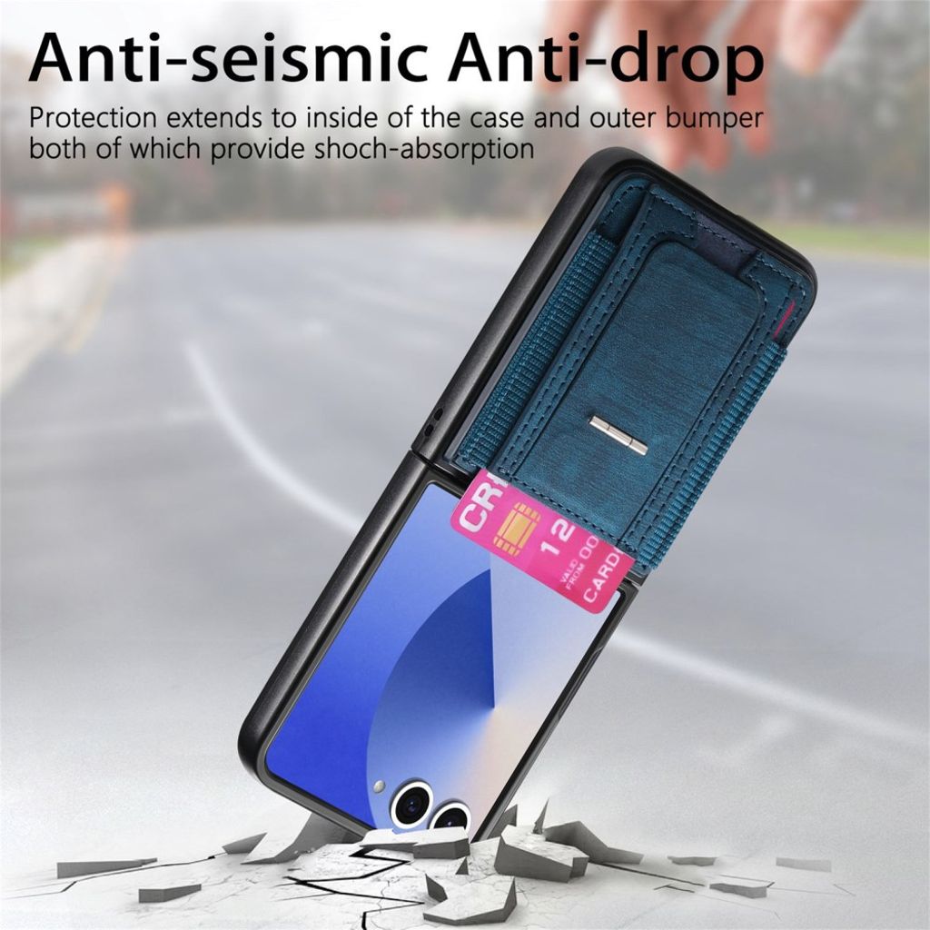 Samsung Galaxy Z Flip7 5G Skal med korthållare - Blå