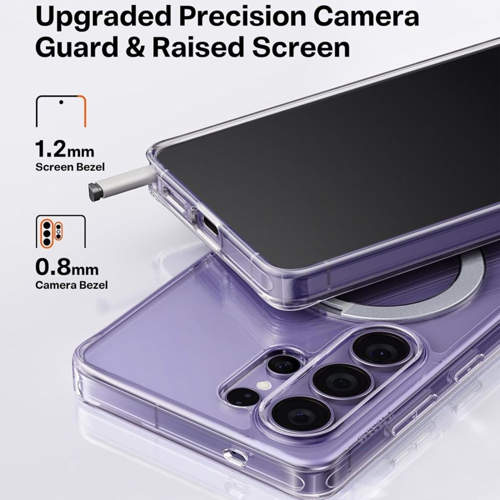 TORRAS Samsung Galaxy S26 Ultra MagSafe-yhteensopiva Kuori 360° Sormusteline - Läpinäkyvä