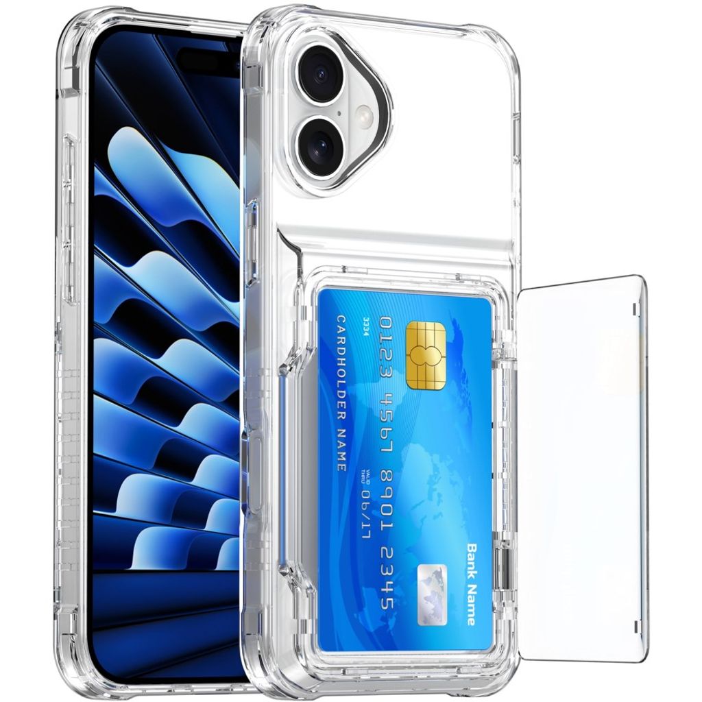 iPhone 17 Skal med Stativ och Kortfack - Transparent