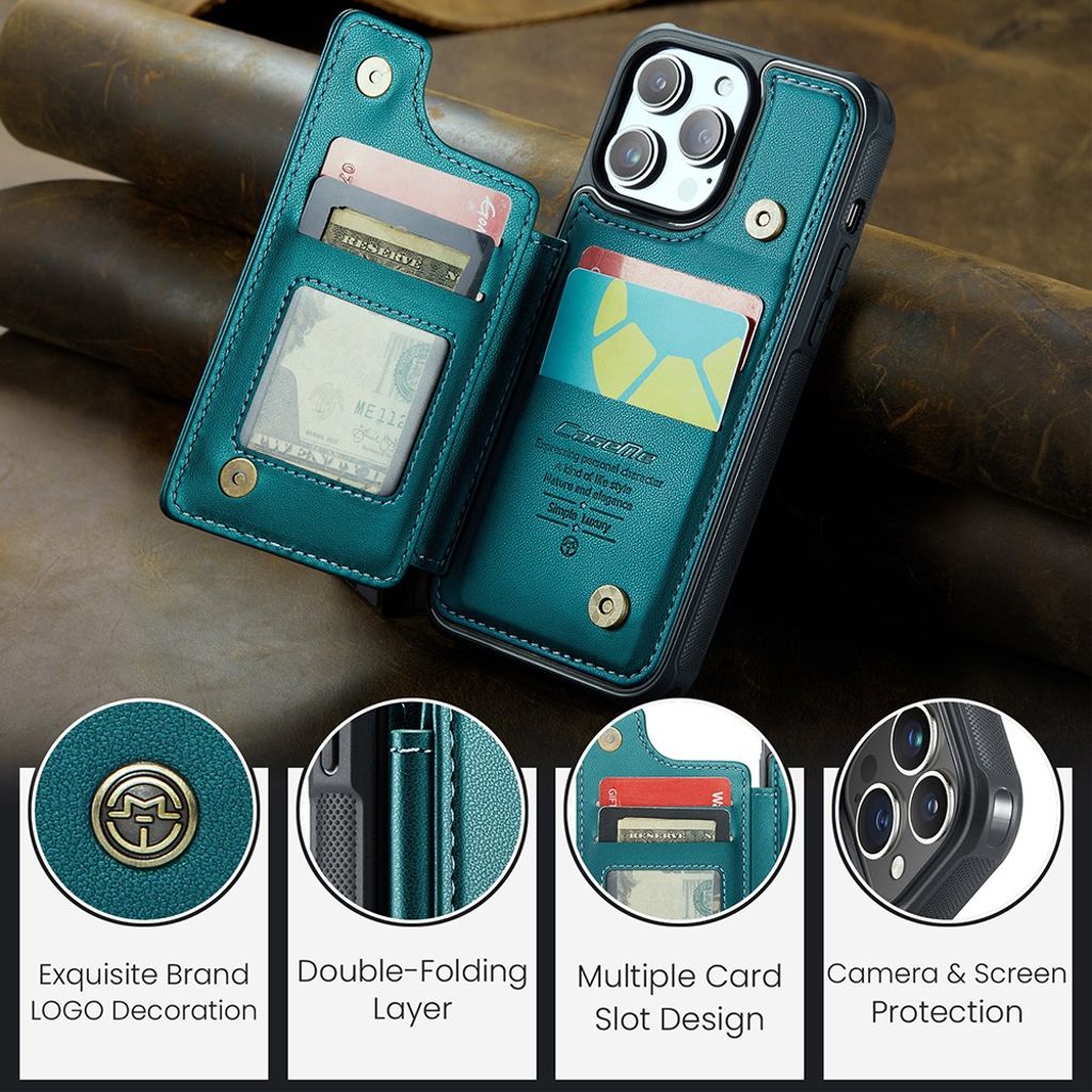 CASEME C22 iPhone 14 Pro Pungcover RFID-blokerende – Grøn