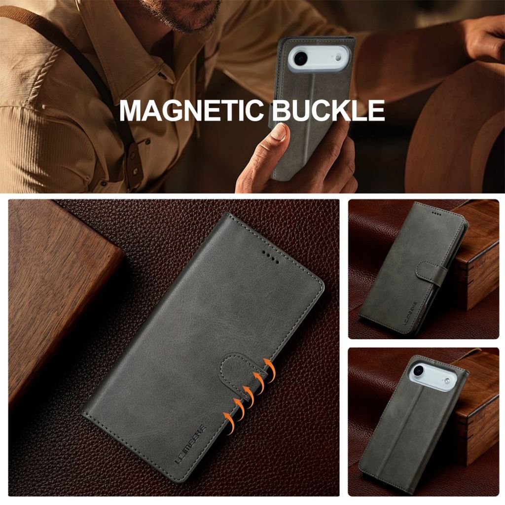 LC.IMEEKE iPhone Air Lompakkokotelo jalustalla - Harmaa