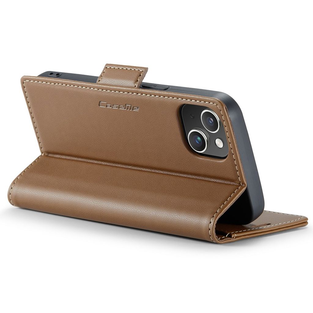 CASEME iPhone 15 Wallet Cover RFID Blocking 3 Card Slots - Brown