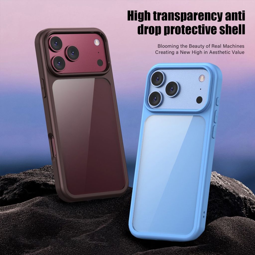 IPAKY iPhone 18 Pro Max/17 Pro Max Läpinäkyvällä takaosalla varustettu kuori - Viininpunainen