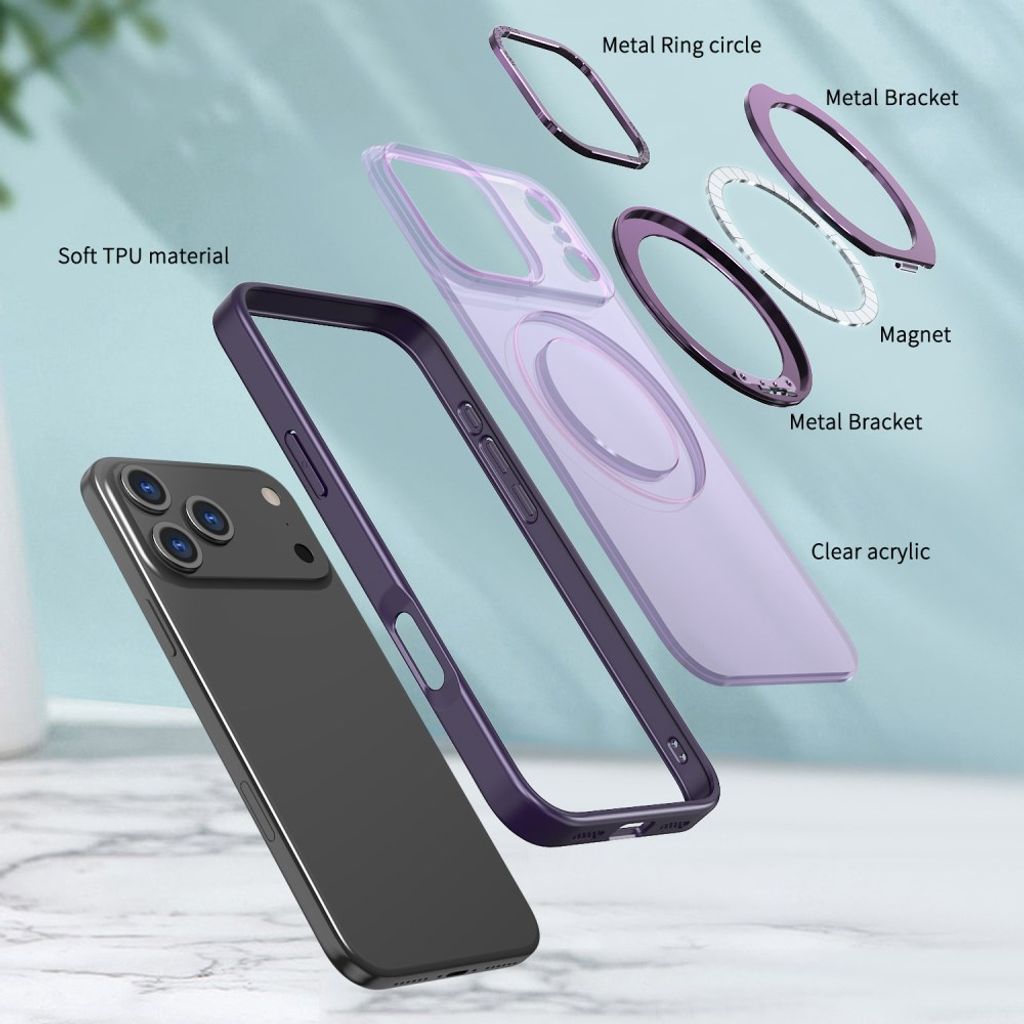 iPhone 18 Pro Max/17 Pro Max MagSafe Deksel TPU Akryl Kickstand - Lilla