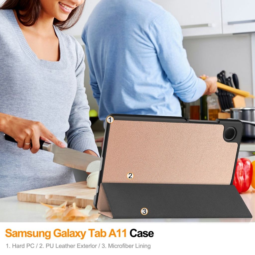 Samsung Galaxy Tab A11/A9 Flip Cover Stødsikker - Rose guld
