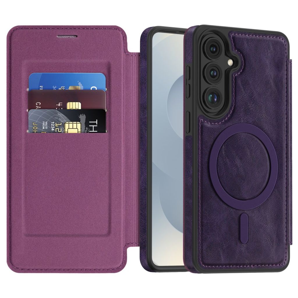 Samsung Galaxy S26 Plus MagSafe Lompakkokotelo - Tummanvioletti