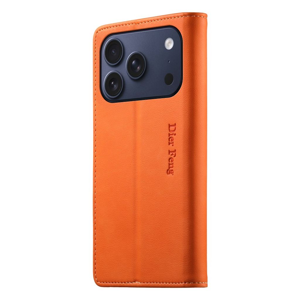 DIERFENG iPhone 18 Pro/17 Pro Lommeboketui RFID-blokkerende - Oransje