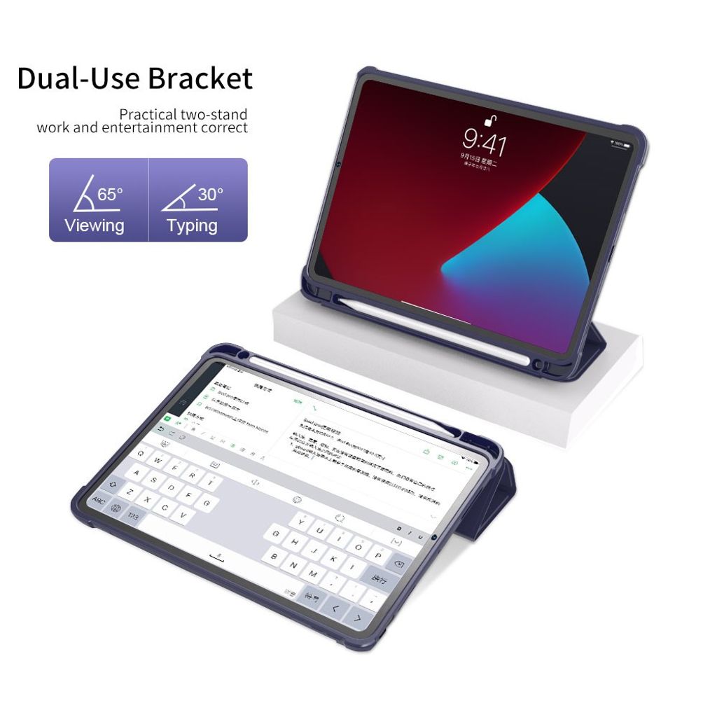 iPad A16 11" 2025/10.9" 2024 Tri-fold flip cover med holder til styluspen - Lilla
