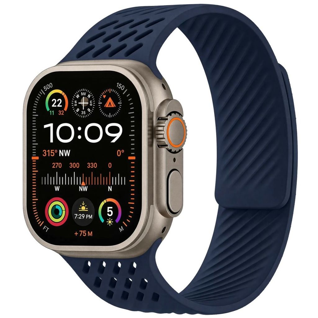 Apple Watch 49 / 46 / 44 / 42mm Silikoninen kellonranneke - Tummansininen