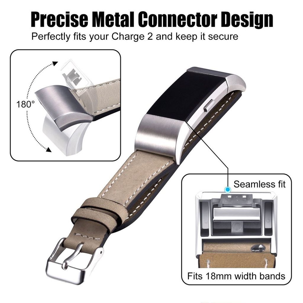 Fitbit Charge 2 Klokkereim Ekte Lær – Brun