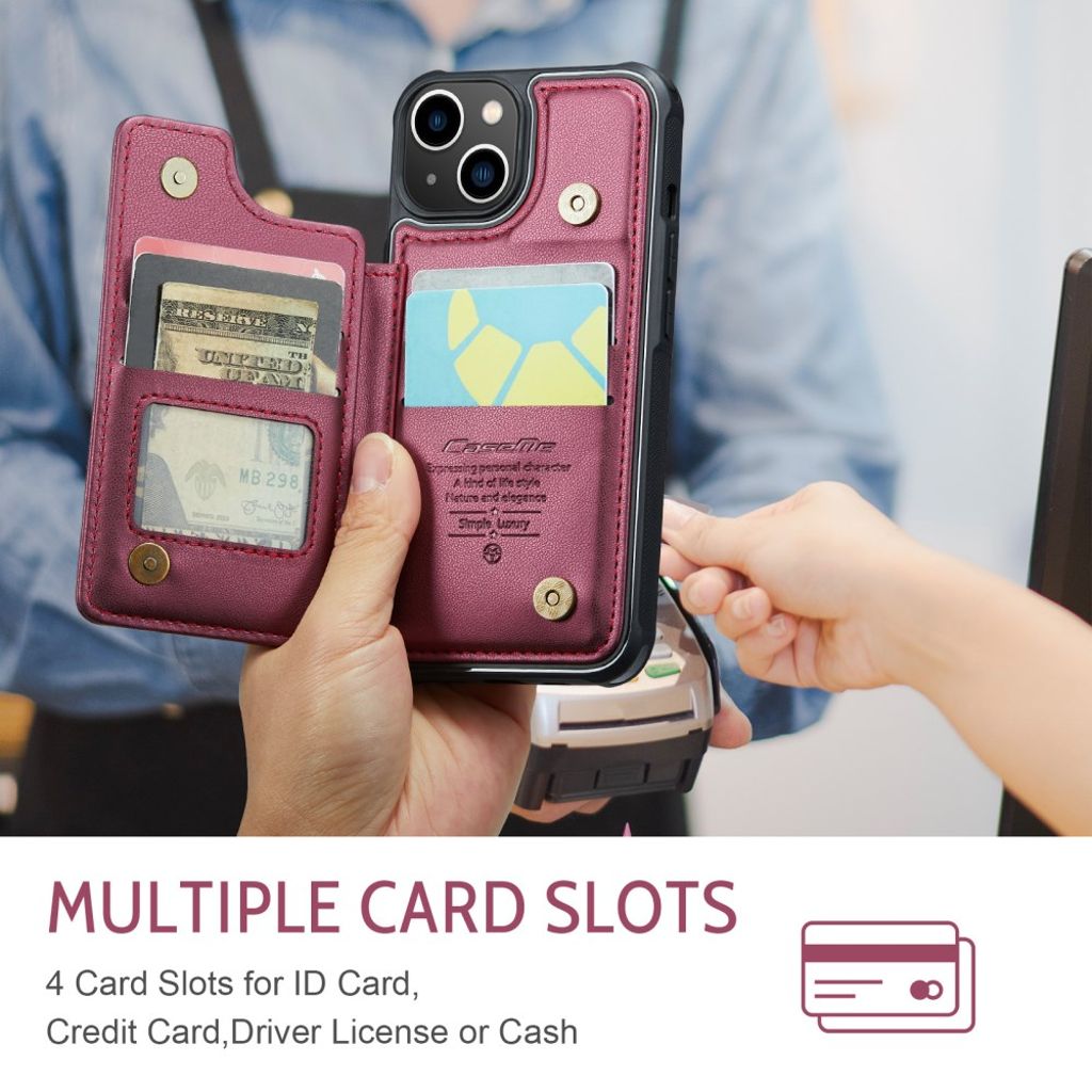 CASEME C22 iPhone 13 Wallet Case RFID Blocking - Red