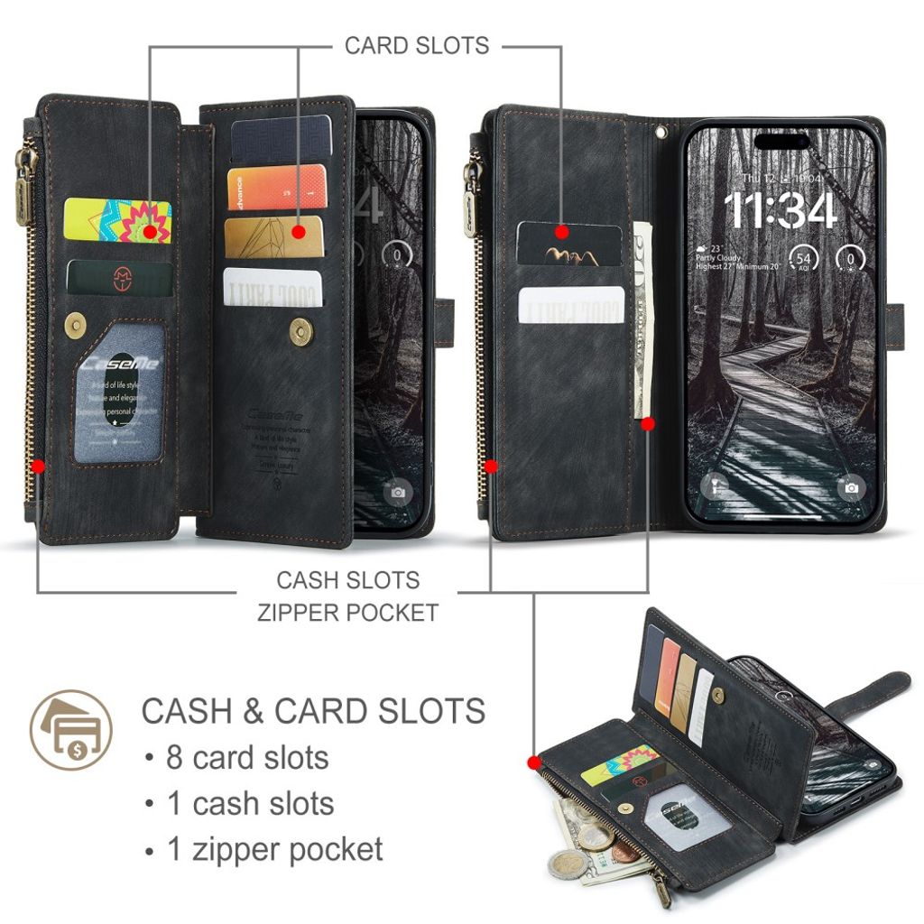 CASEME iPhone 17 Pro Etui med Stativ - Svart
