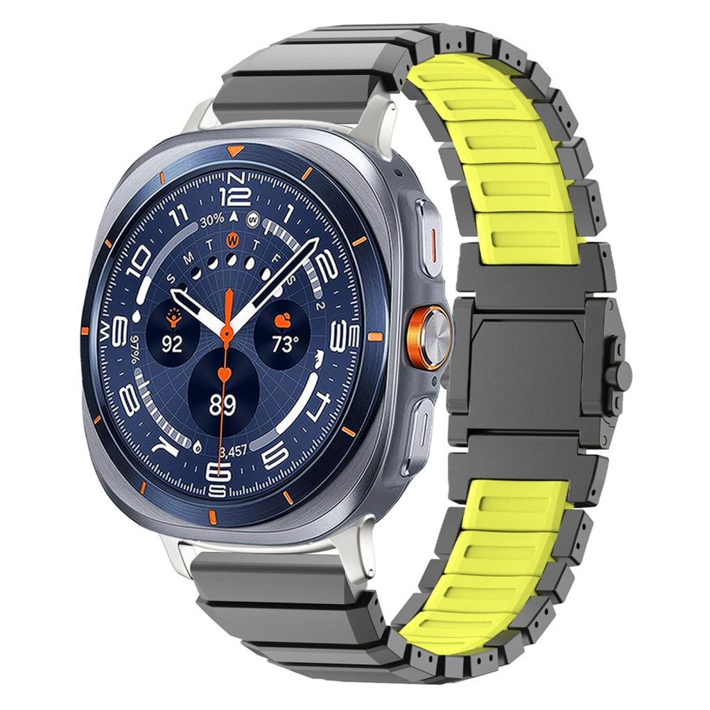 Samsung Galaxy Watch Ultra2 Klokkerem i titan og silikon - Svart/Grønn