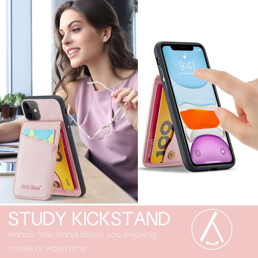 FIERRE SHANN iPhone 11 Skal med Kortfack - Rosa