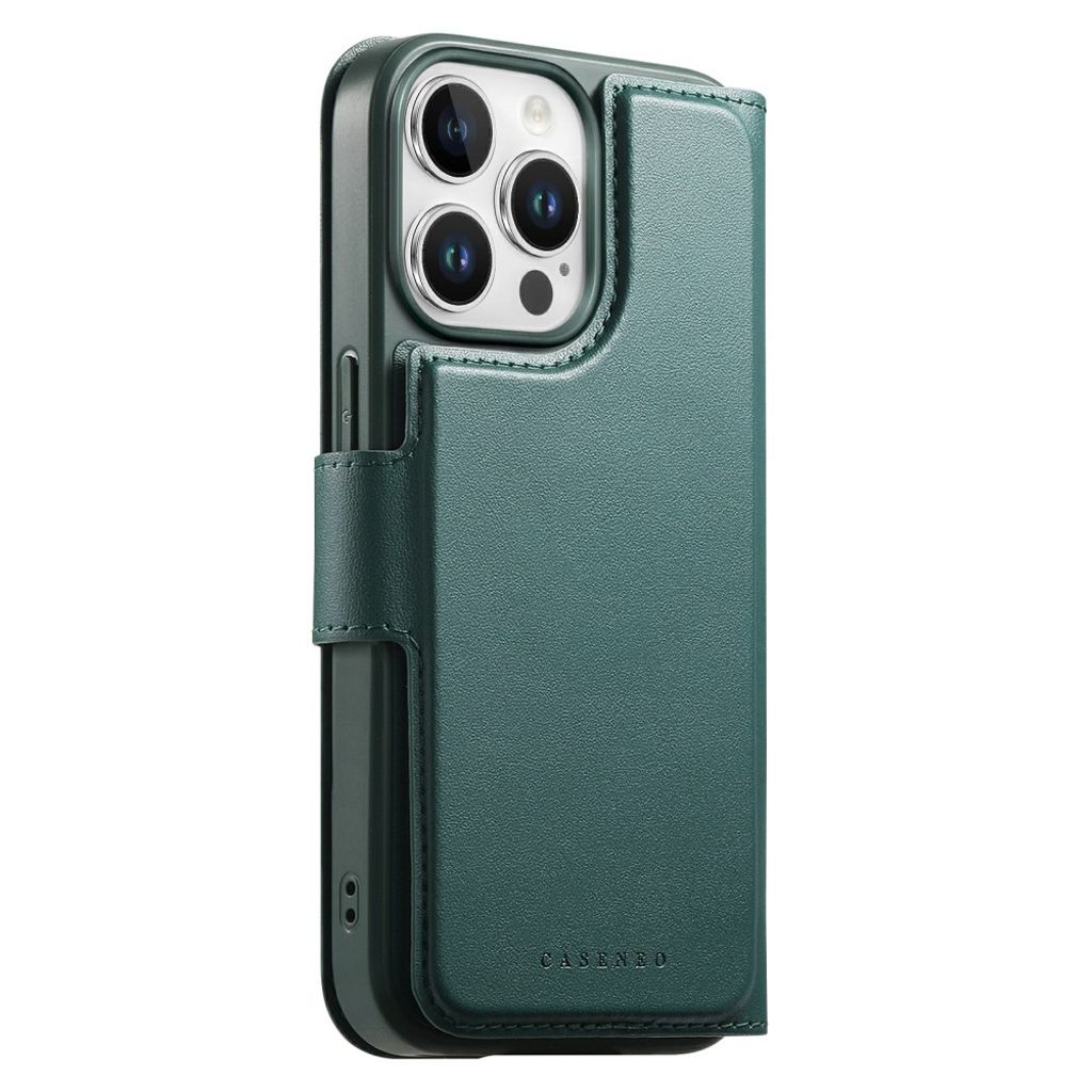 CASENEO iPhone 15 Pro MagSafe Wallet Cover Detachable Wallet - Green