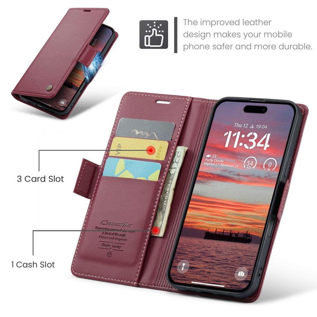 CASEME iPhone 16 Plus Cover with Card Slots - Red