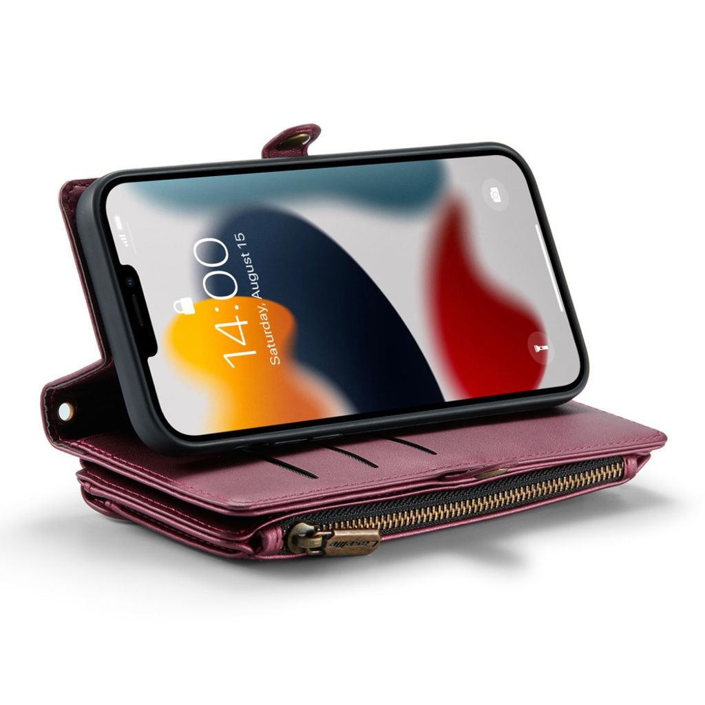 CASEME iPhone 13 Pro Max Lompakkokotelo Korttipaikoilla – Viininpunainen