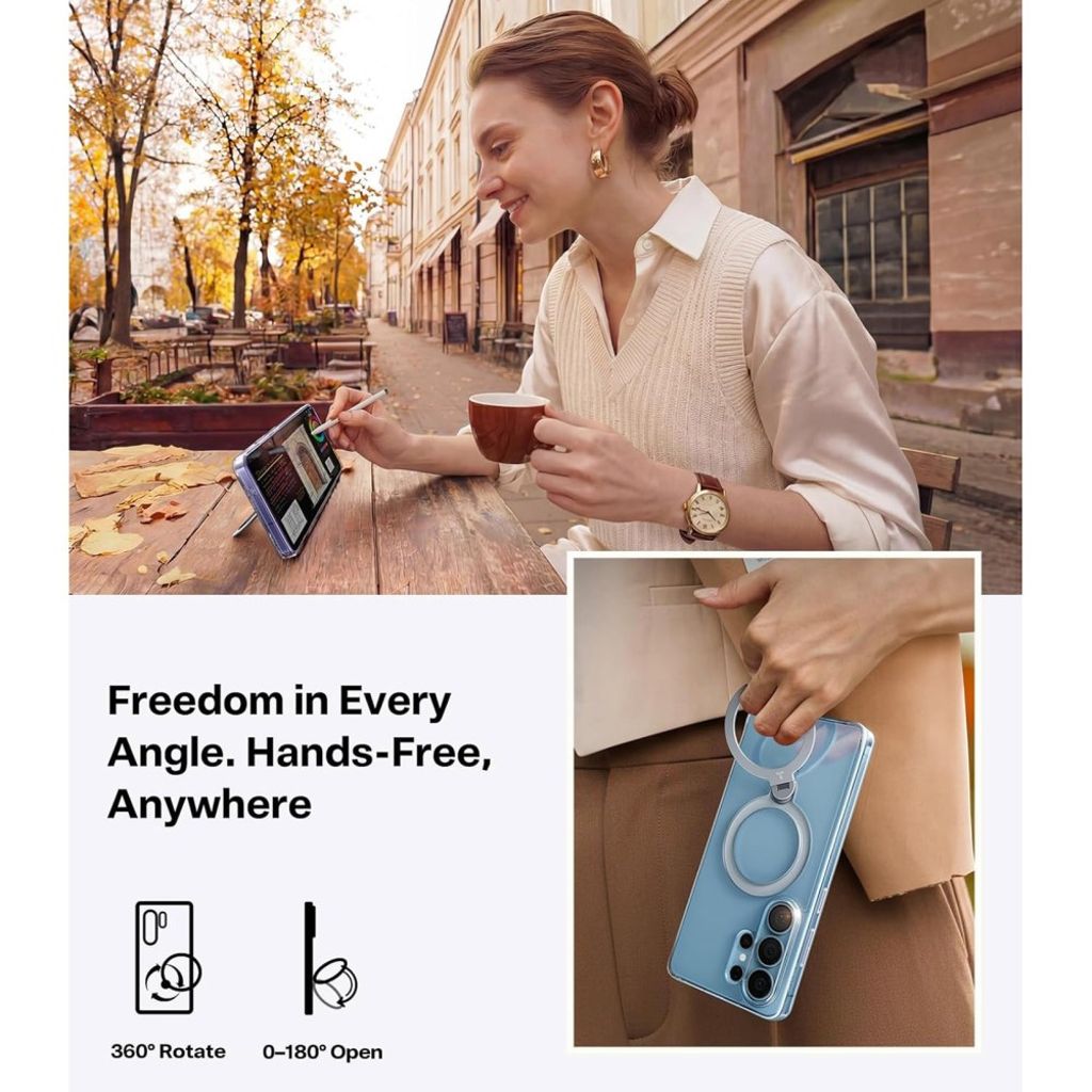 TORRAS Samsung Galaxy S26 Ultra MagSafe-yhteensopiva Kuori 360° Sormusteline - Läpinäkyvä