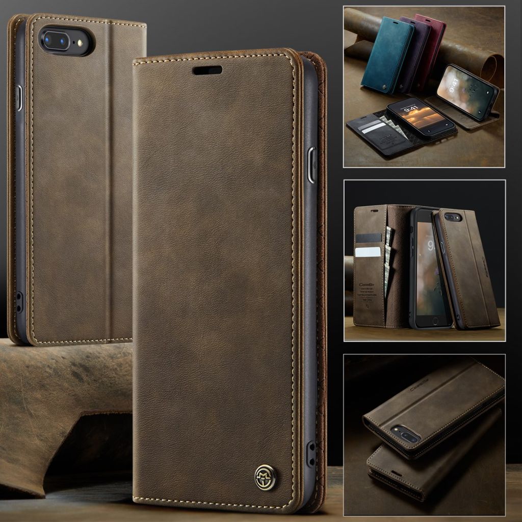 CASEME iPhone 6 Plus / 7 Plus / 8 Plus Fodral med Stativ - Brun
