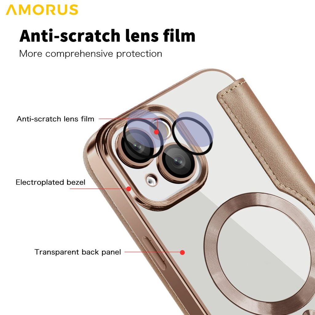 AMORUS iPhone 15 Plus Kotelo MagSafe - Kulta