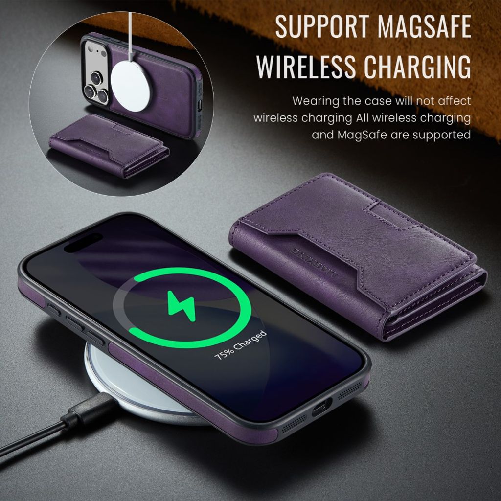 MAGKING iPhone 18 Pro Max/17 Pro Max MagSafe Kuori irrotettavalla lompakolla - Violetti