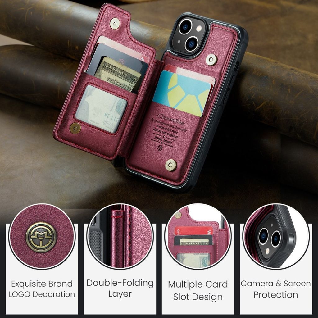 CASEME C22 iPhone 13 Wallet Case RFID Blocking - Red