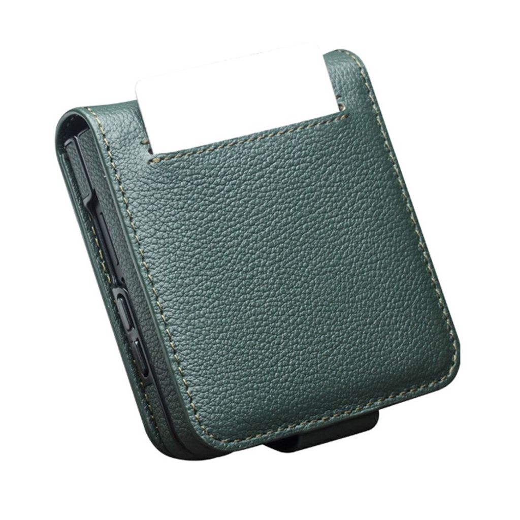 QIALINO Samsung Galaxy Z Flip8 Flip cover i ægte læder - Grøn