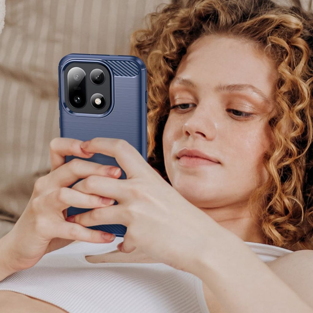 OnePlus 15 Cover Kulfiberstruktur - Blå