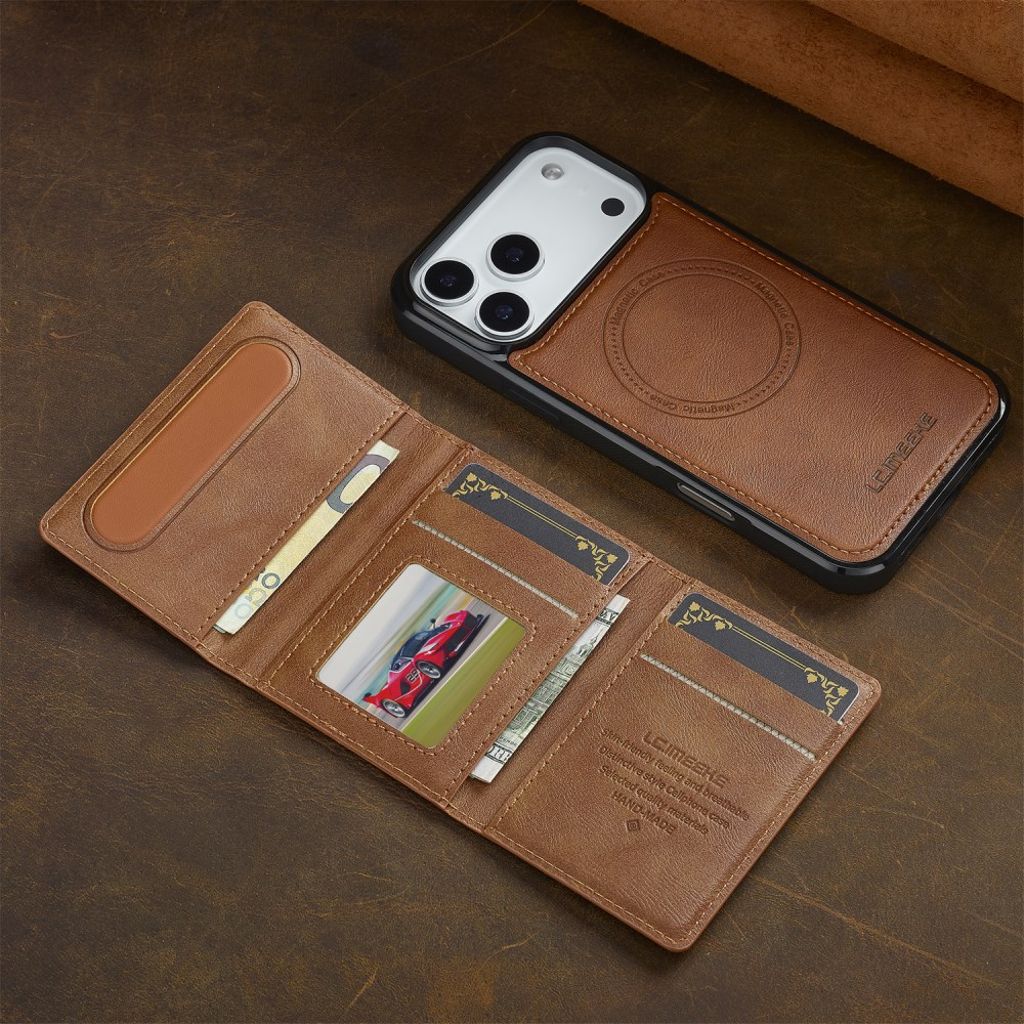 LC.IMEEKE iPhone 17 Pro Max MagSafe case with wallet - Brown