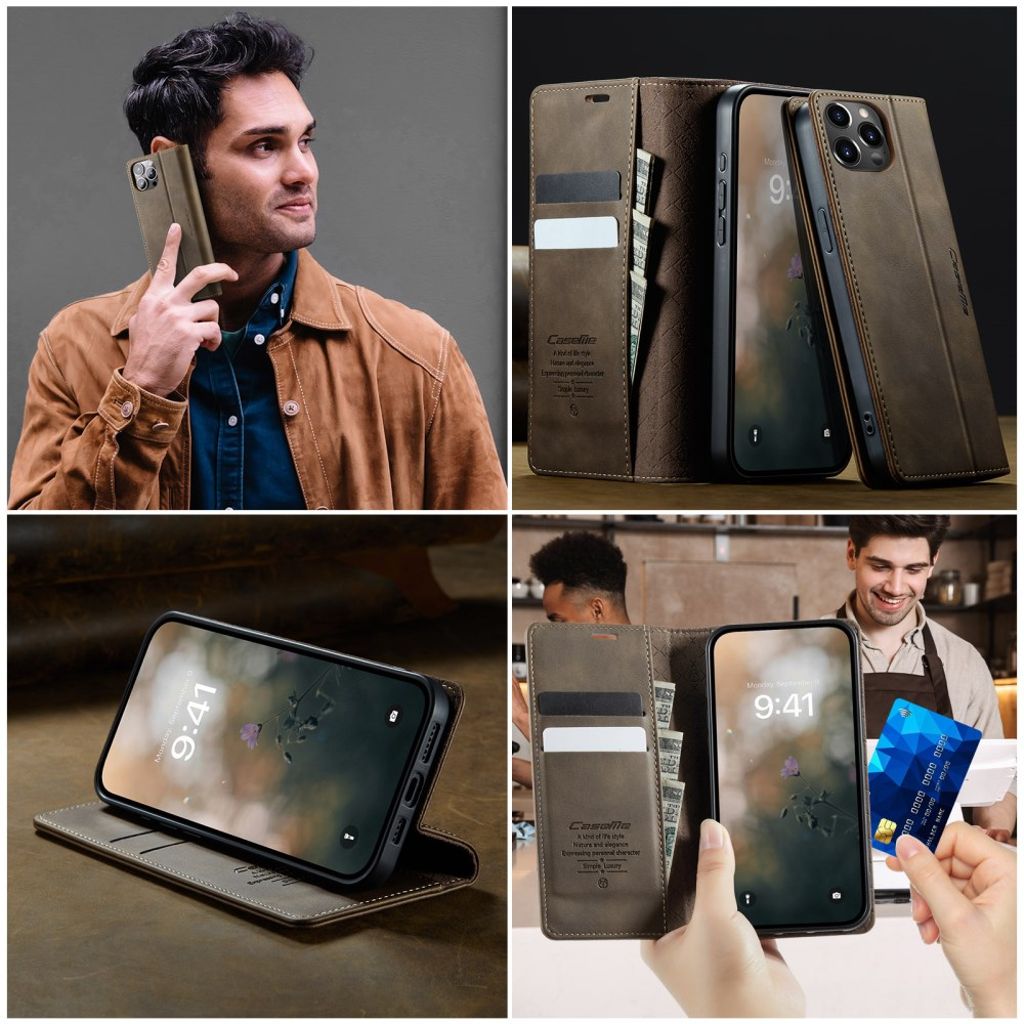 CASEME iPhone 12 Pro Max Etui med Stativ - Brun