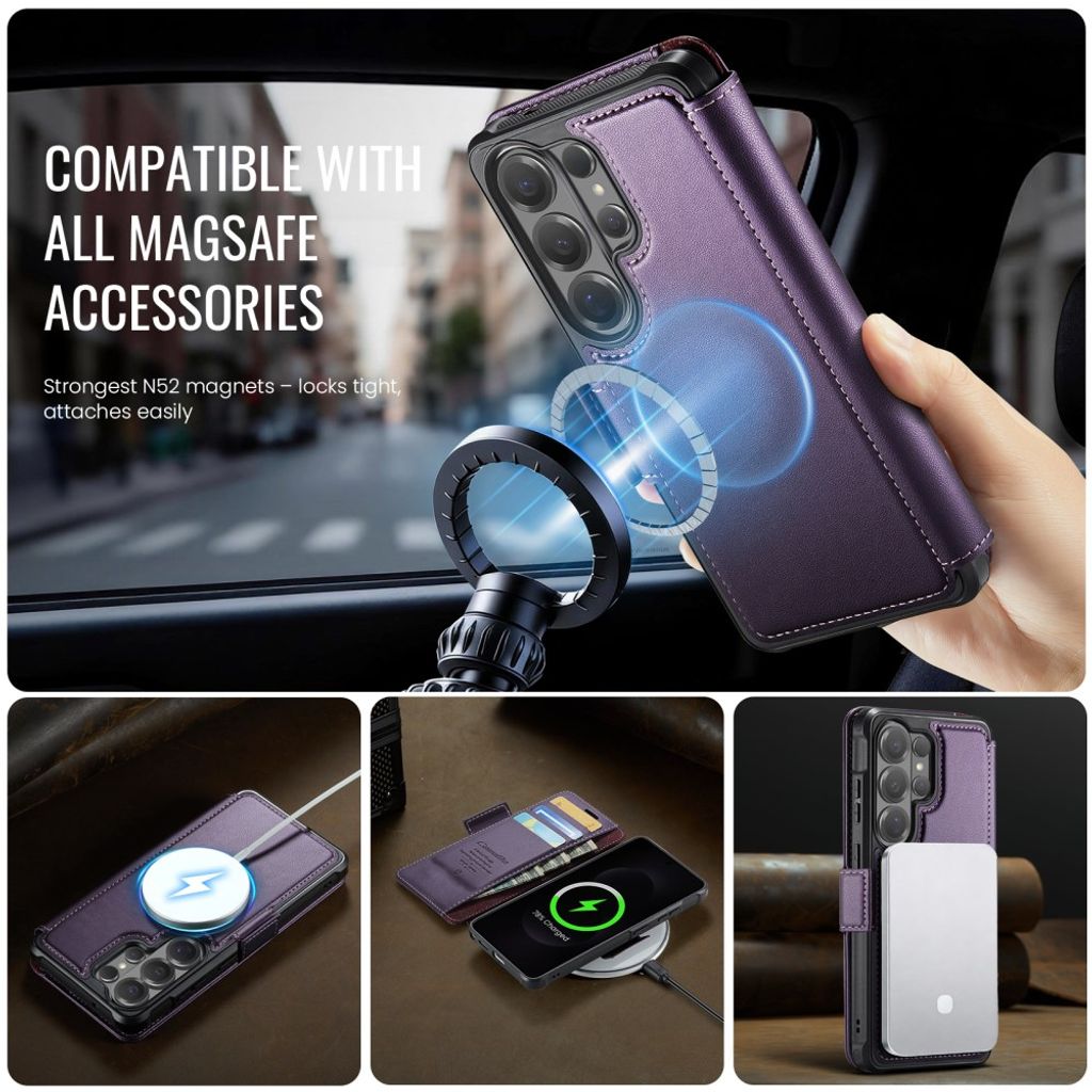 CASEME 053  Samsung Galaxy S25 Ultra  Flip Cover MagSafe RFID-blokerende - Lilla