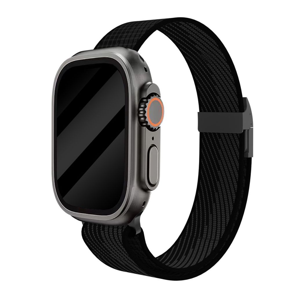 Apple Watch 42/41/40/38mm Klockarmband i Nylon Magnetisk Stängning - Mörkgrå