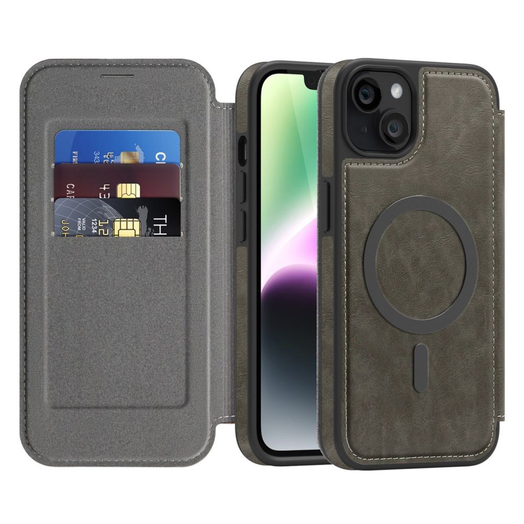 iPhone 14 Plus Lommeboketui MagSafe RFID-blokkerende - Titan Grå