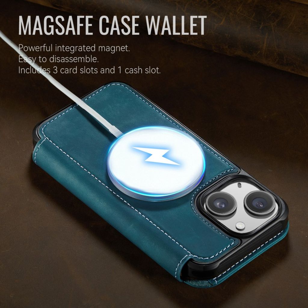 CASEME 053 iPhone 12/12 Pro Lompakkokotelo MagSafe RFID-estävä - Sininen